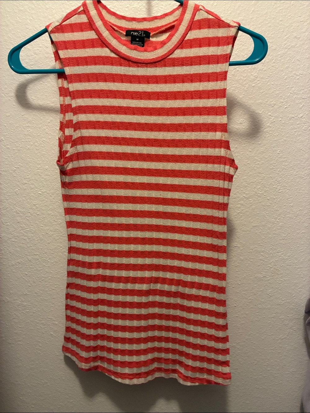 Rue21 Striped Sleeveless Tank - Coral and Cream